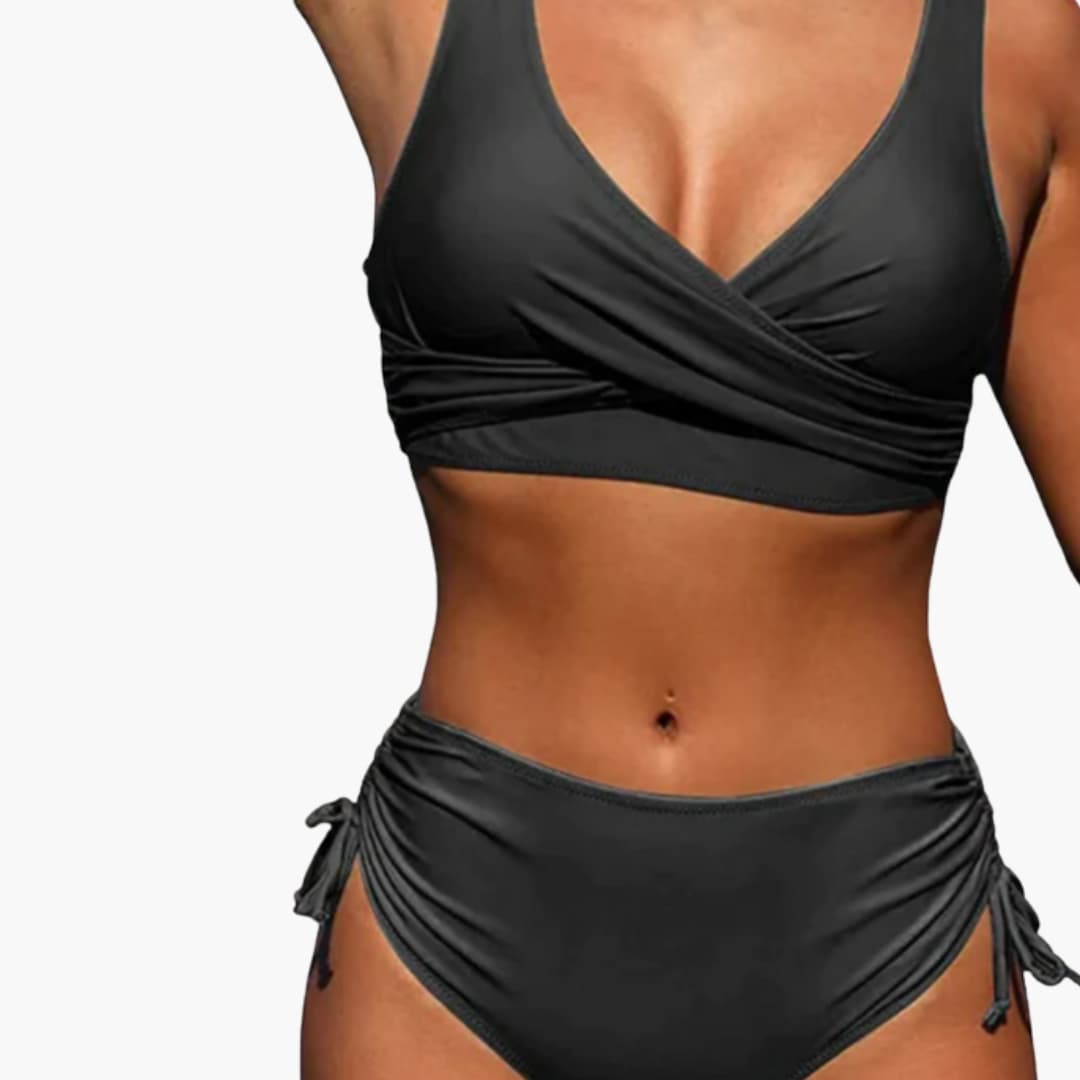 Women's High-Waisted Bikini Set Scoop Neck Two Piece - VibreMode