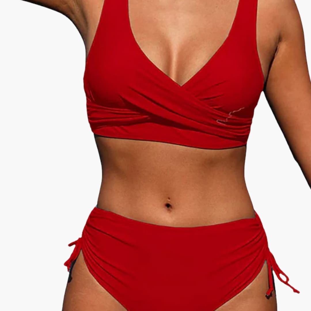 Women's High-Waisted Bikini Set Scoop Neck Two Piece