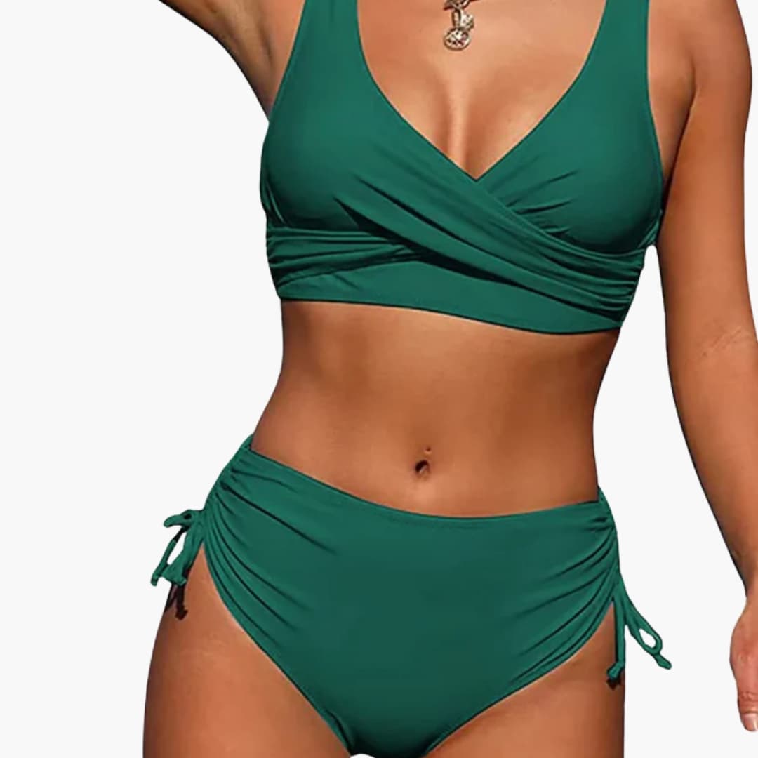 Women's High-Waisted Bikini Set Scoop Neck Two Piece