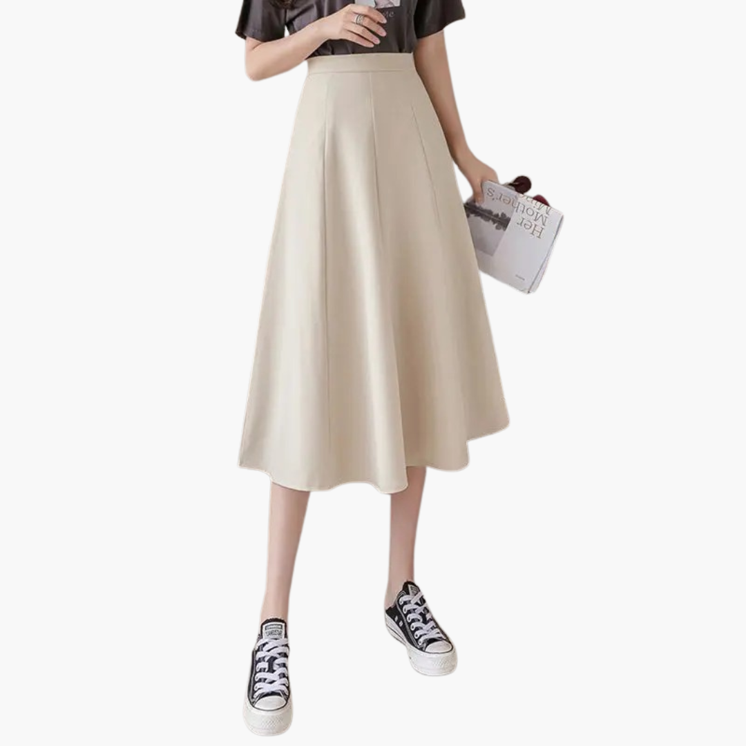 Women's High Waist A-Line Midi Skirt