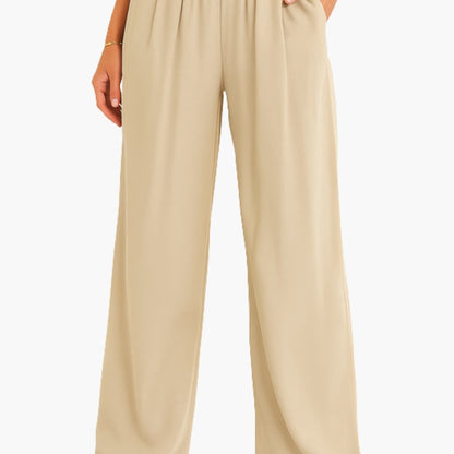 Women's High Waist Wide Leg Pants Elastic