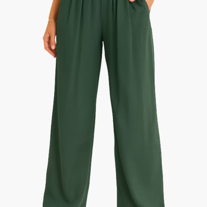 Women's High Waist Wide Leg Pants Elastic