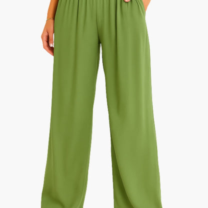Women's High Waist Wide Leg Pants Elastic