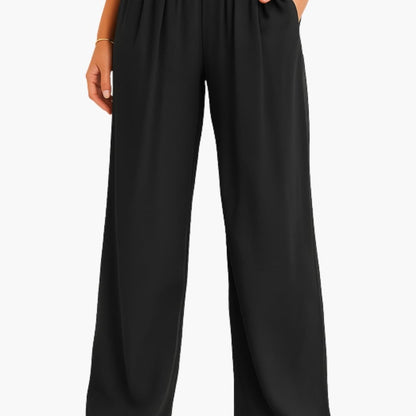 Women's High Waist Wide Leg Pants Elastic