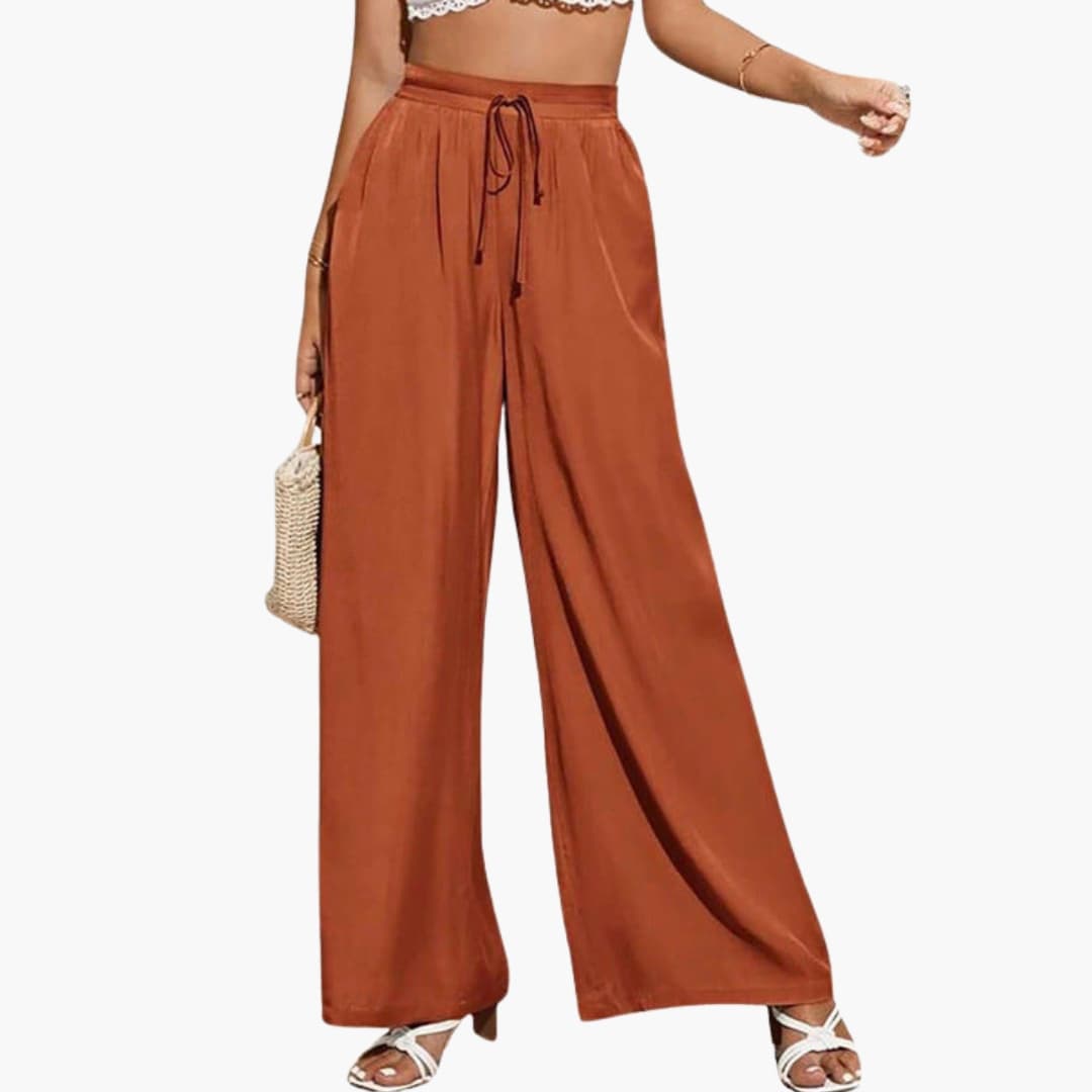 Women's Wide Leg High Waist Pants with Side Pockets