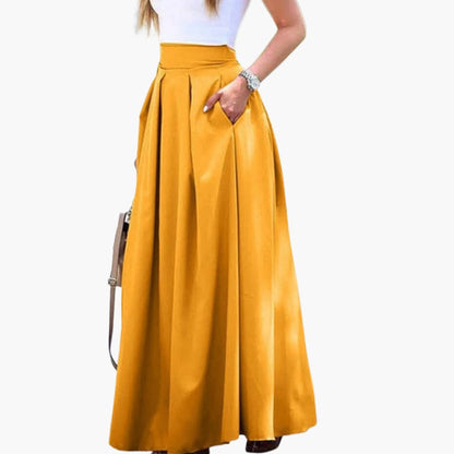 Women's Pleated Midi Skirt High Waist - VibreMode