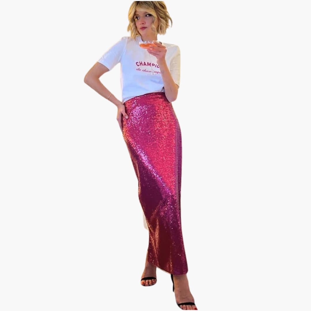 Women's Sequin High Waist Maxi Skirt - VibreMode
