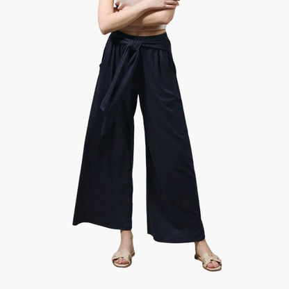 Women's Wide Leg Summer Pants High Waisted Bow Tie Waist