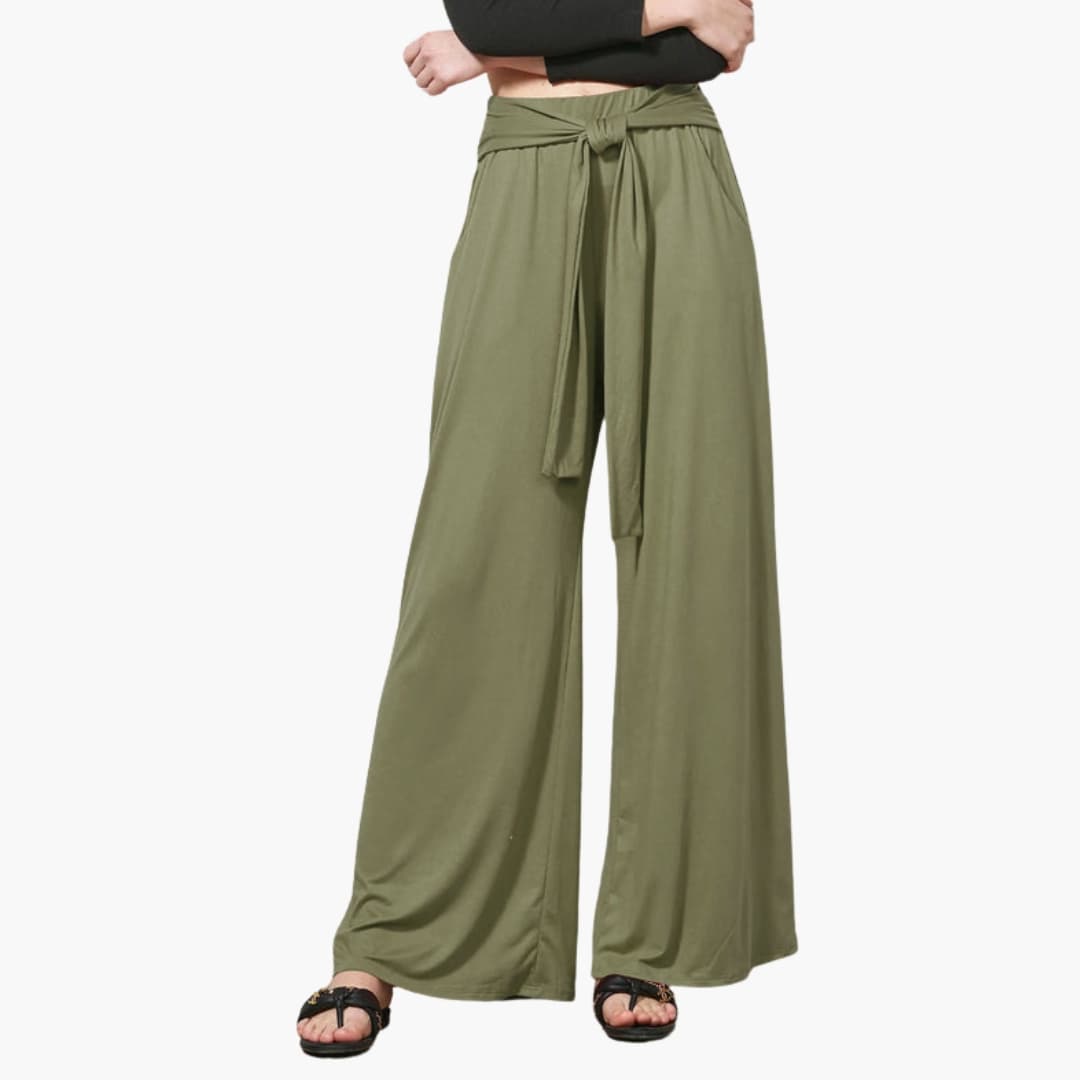 Women's Wide Leg Summer Pants High Waisted Bow Tie Waist