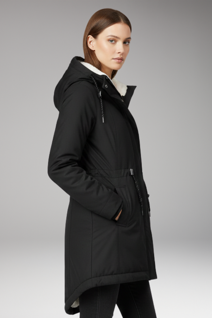 Women's Hooded Zip Coat with Side Pockets