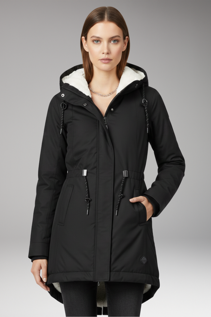 Women's Hooded Zip Coat with Side Pockets