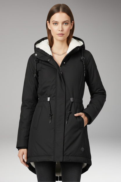 Women's Hooded Zip Coat with Side Pockets