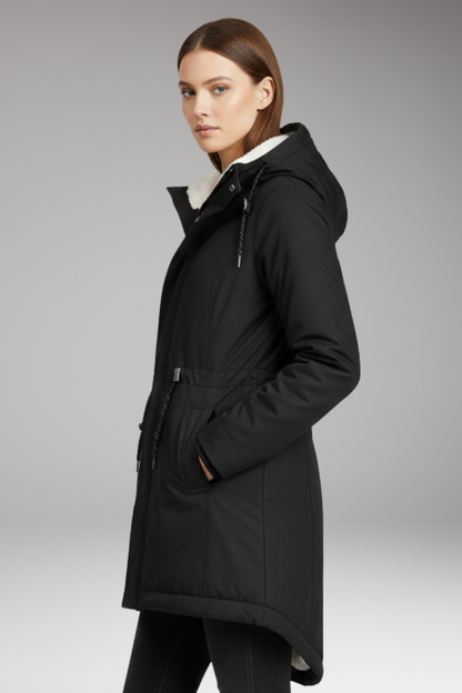 Women's Hooded Zip Coat with Side Pockets