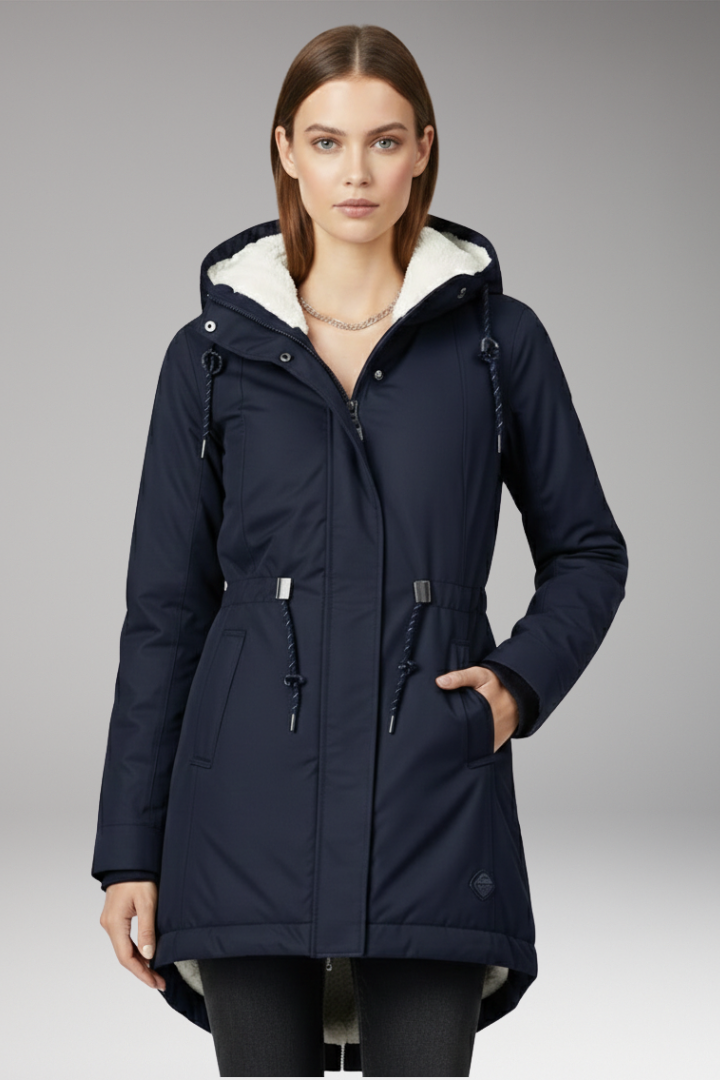 Women's Hooded Zip Coat with Side Pockets