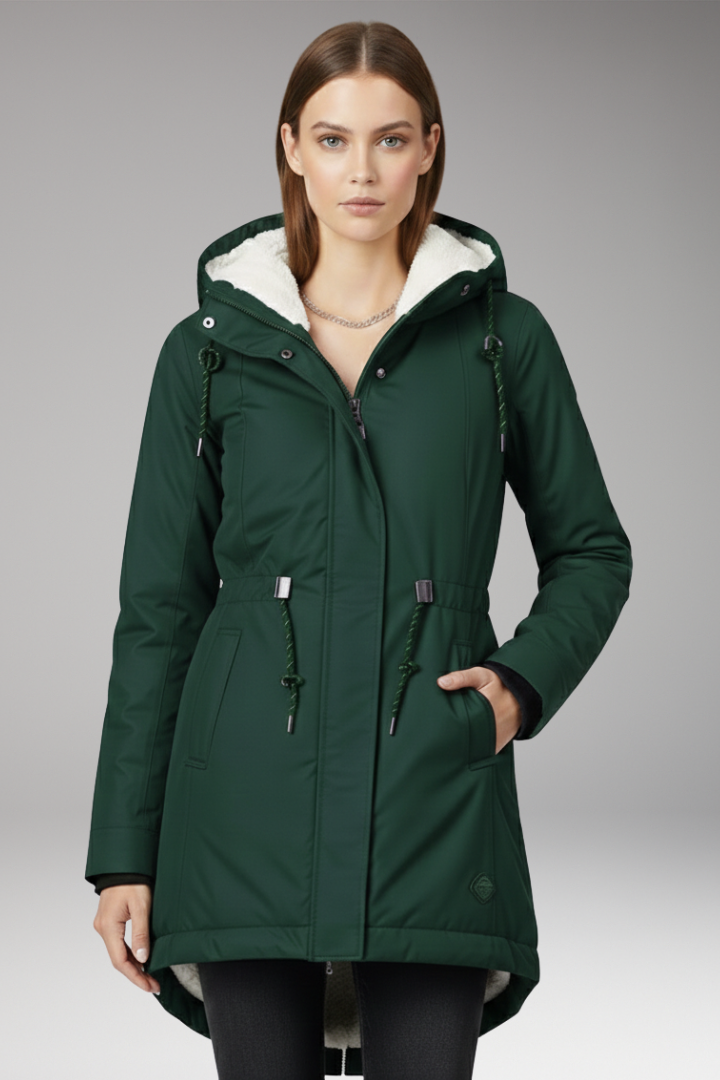 Women's Hooded Zip Coat with Side Pockets
