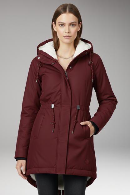 Women's Hooded Zip Coat with Side Pockets