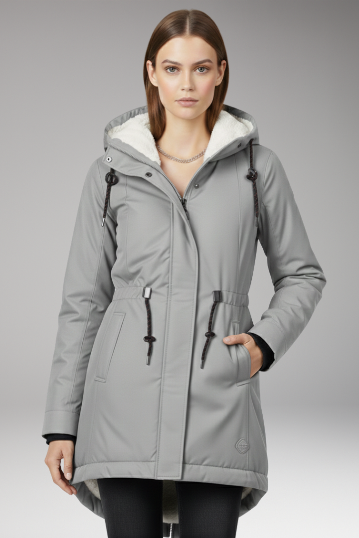 Women's Hooded Zip Coat with Side Pockets