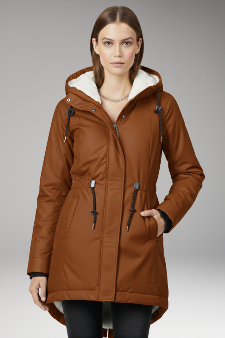 Women's Hooded Zip Coat with Side Pockets