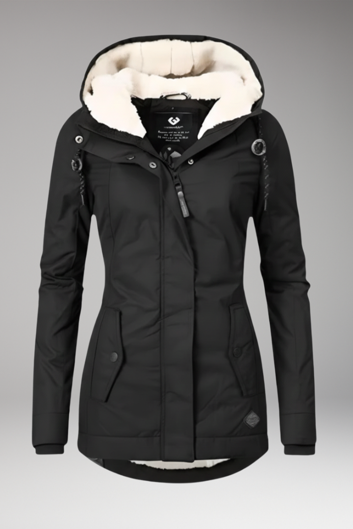Women's Hooded Zip Coat with Side Pockets - VibreMode