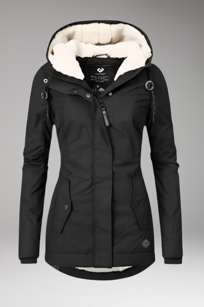 Women's Hooded Zip Coat with Side Pockets - VibreMode