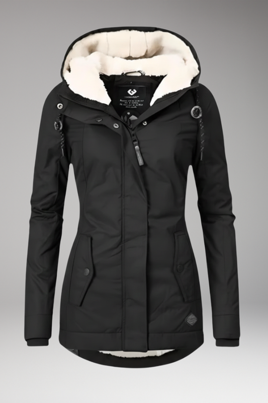 Women's Hooded Zip Coat with Side Pockets - VibreMode