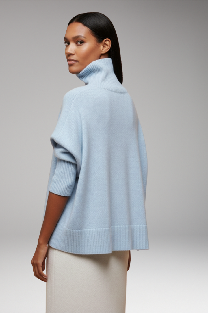 Women's Turtleneck Dolman Sweater Ribbed Hem