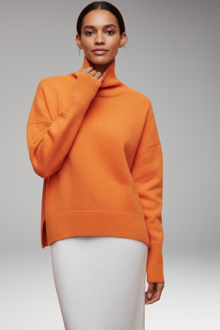 Women's Turtleneck Dolman Sweater Ribbed Hem