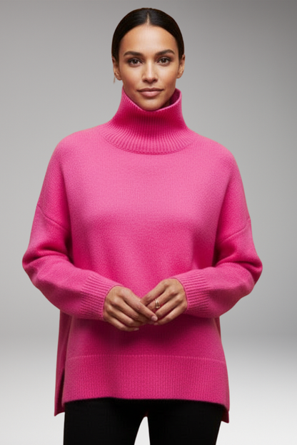 Women's Turtleneck Dolman Sweater Ribbed Hem