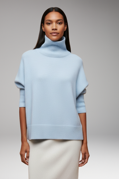 Women's Turtleneck Dolman Sweater Ribbed Hem