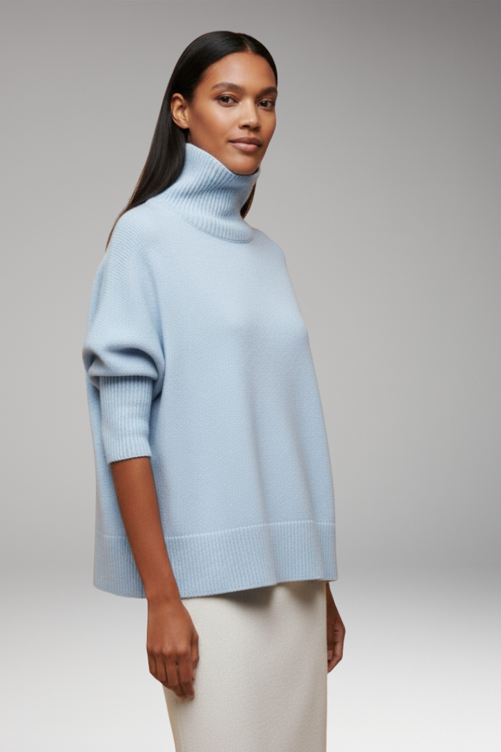 Women's Turtleneck Dolman Sweater Ribbed Hem