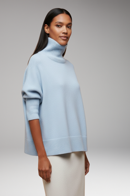 Women's Turtleneck Dolman Sweater Ribbed Hem
