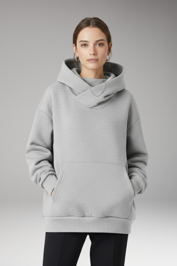 Women's High Neck Hoodie Wide Hood