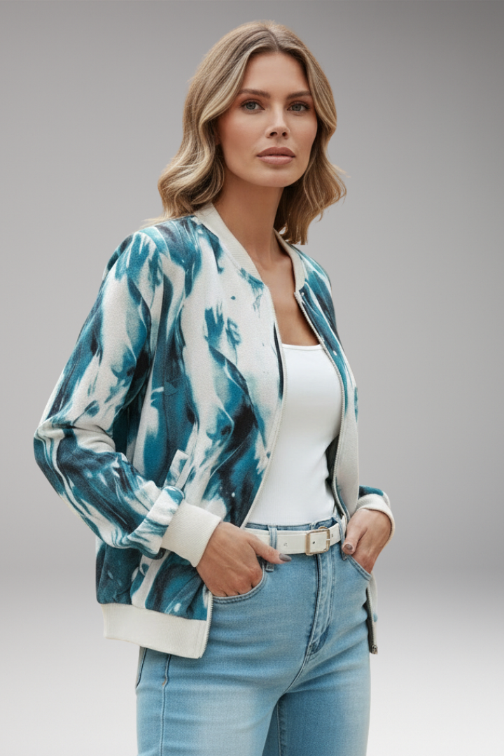 Women's Abstract Print Zipper Jacket