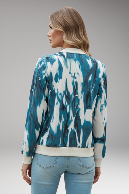 Women's Abstract Print Zipper Jacket