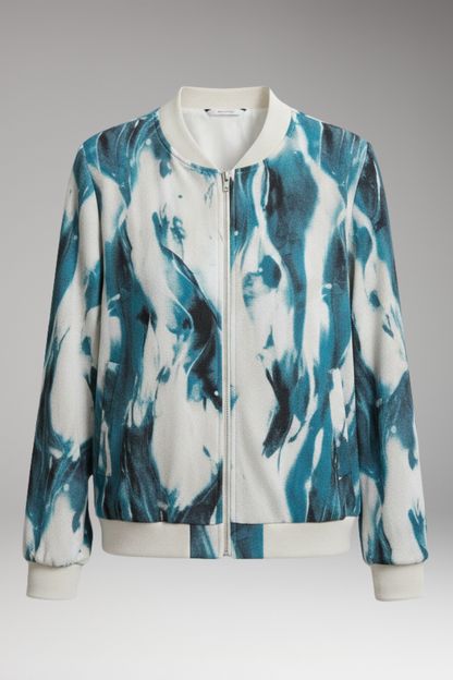 Women's Abstract Print Zipper Jacket - VibreMode