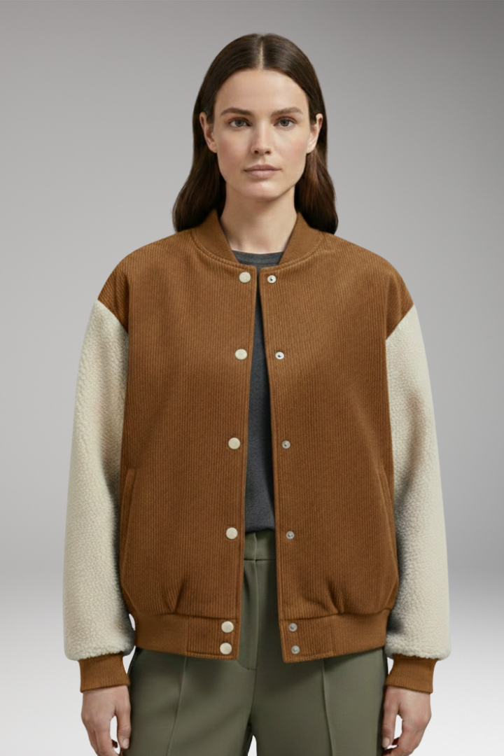 Women's Button Front Jacket Ribbed Cuffs