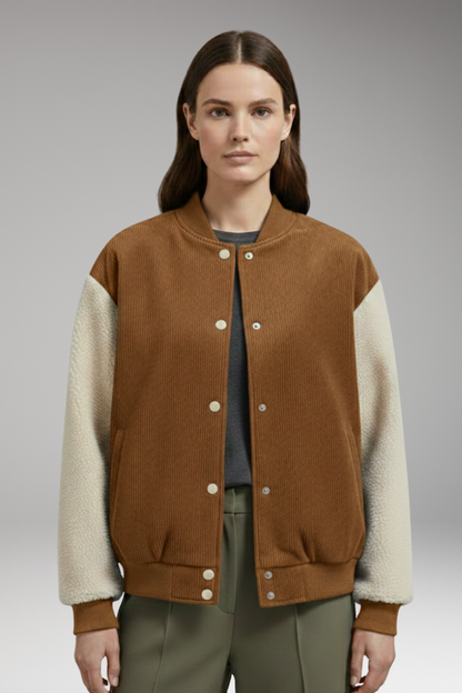 Women's Button Front Jacket Ribbed Cuffs