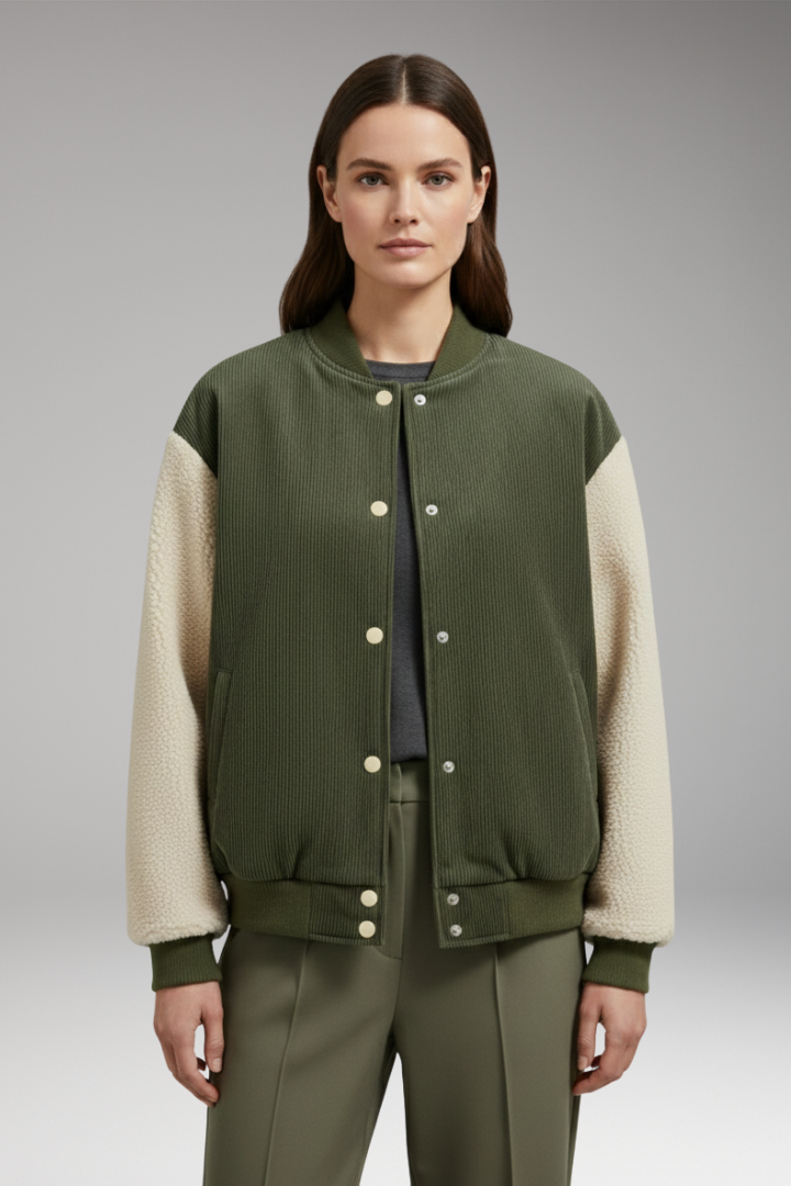 Women's Button Front Jacket Ribbed Cuffs