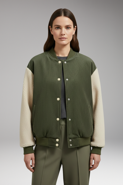 Women's Button Front Jacket Ribbed Cuffs