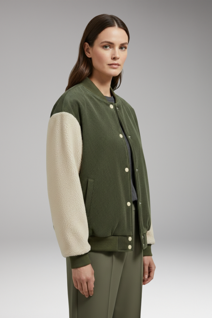 Women's Button Front Jacket Ribbed Cuffs