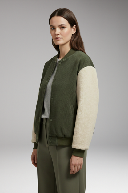 Women's Button Front Jacket Ribbed Cuffs