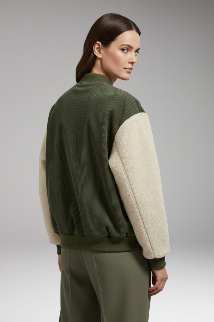 Women's Button Front Jacket Ribbed Cuffs