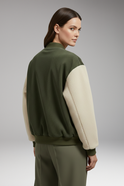 Women's Button Front Jacket Ribbed Cuffs