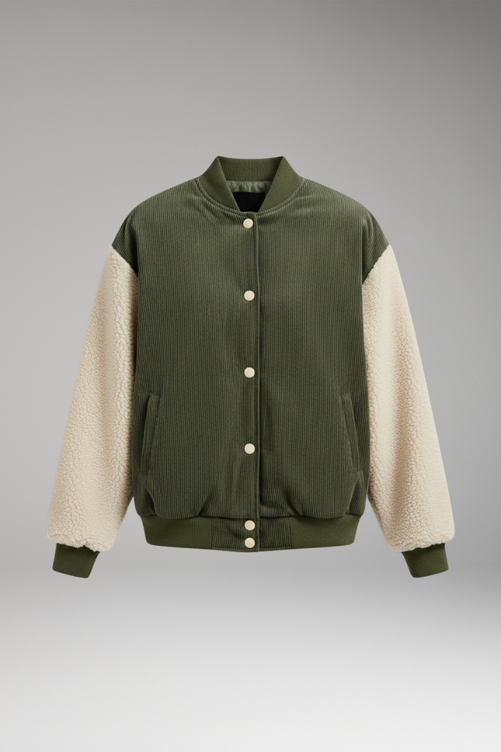 Women's Button Front Jacket Ribbed Cuffs - VibreMode