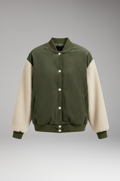 Women's Button Front Jacket Ribbed Cuffs - VibreMode