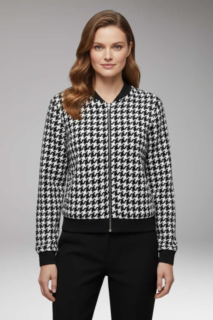 Women's Plaid Jacket Front Zip Closure