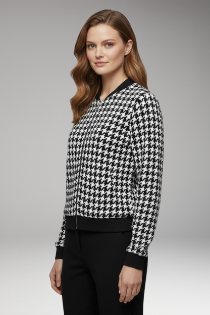 Women's Plaid Jacket Front Zip Closure