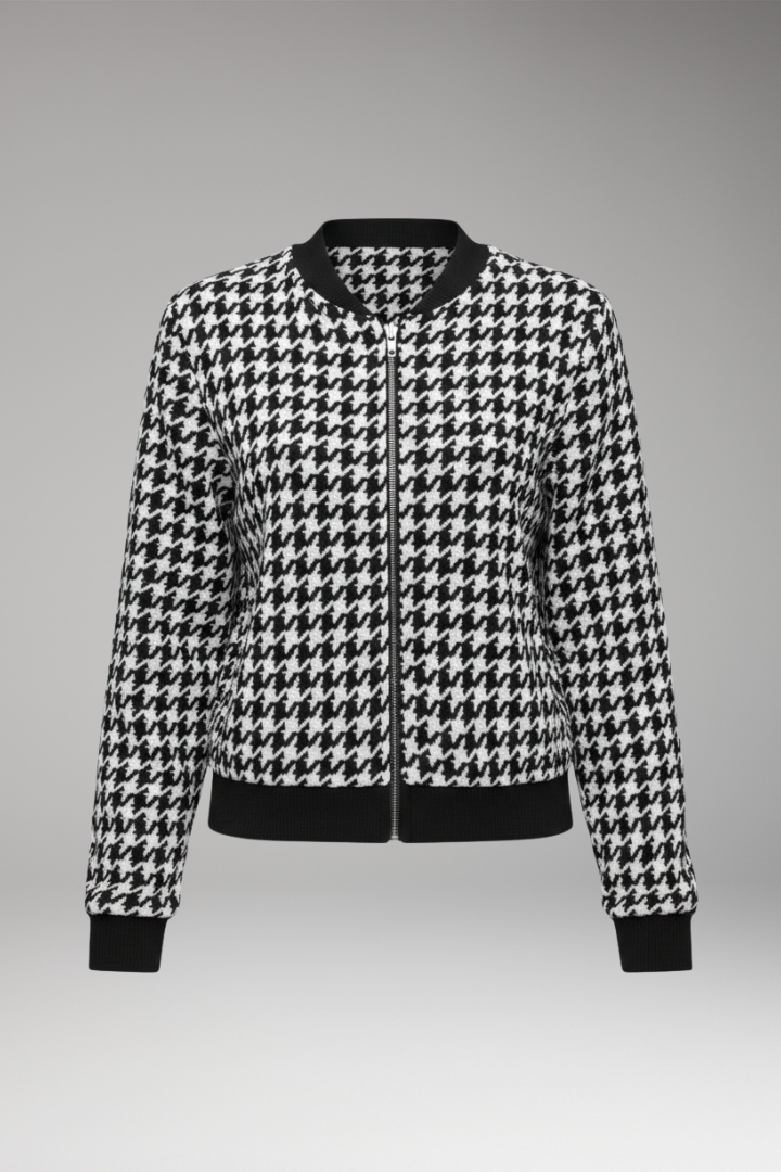 Women's Plaid Jacket Front Zip Closure - VibreMode