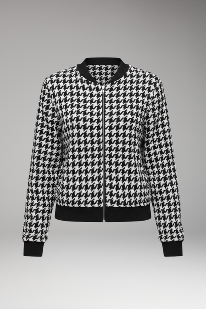 Women's Plaid Jacket Front Zip Closure - VibreMode
