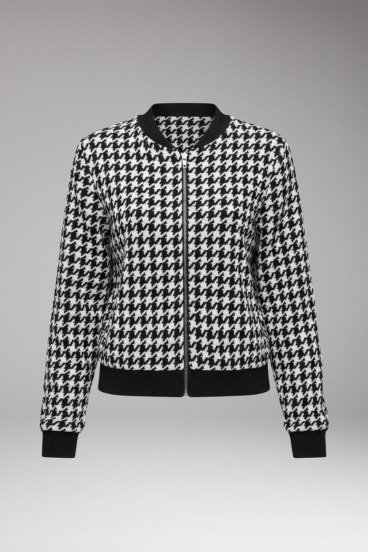 Women's Plaid Jacket Front Zip Closure - VibreMode